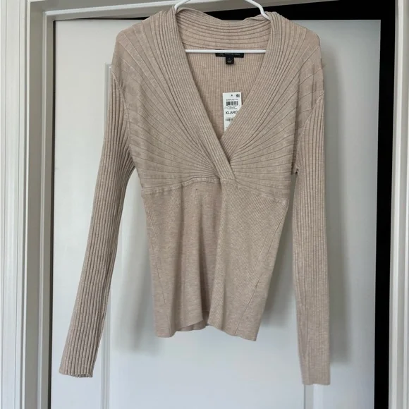 INC International Concepts Beige V-Neck Sweater - Picture 1 of 3